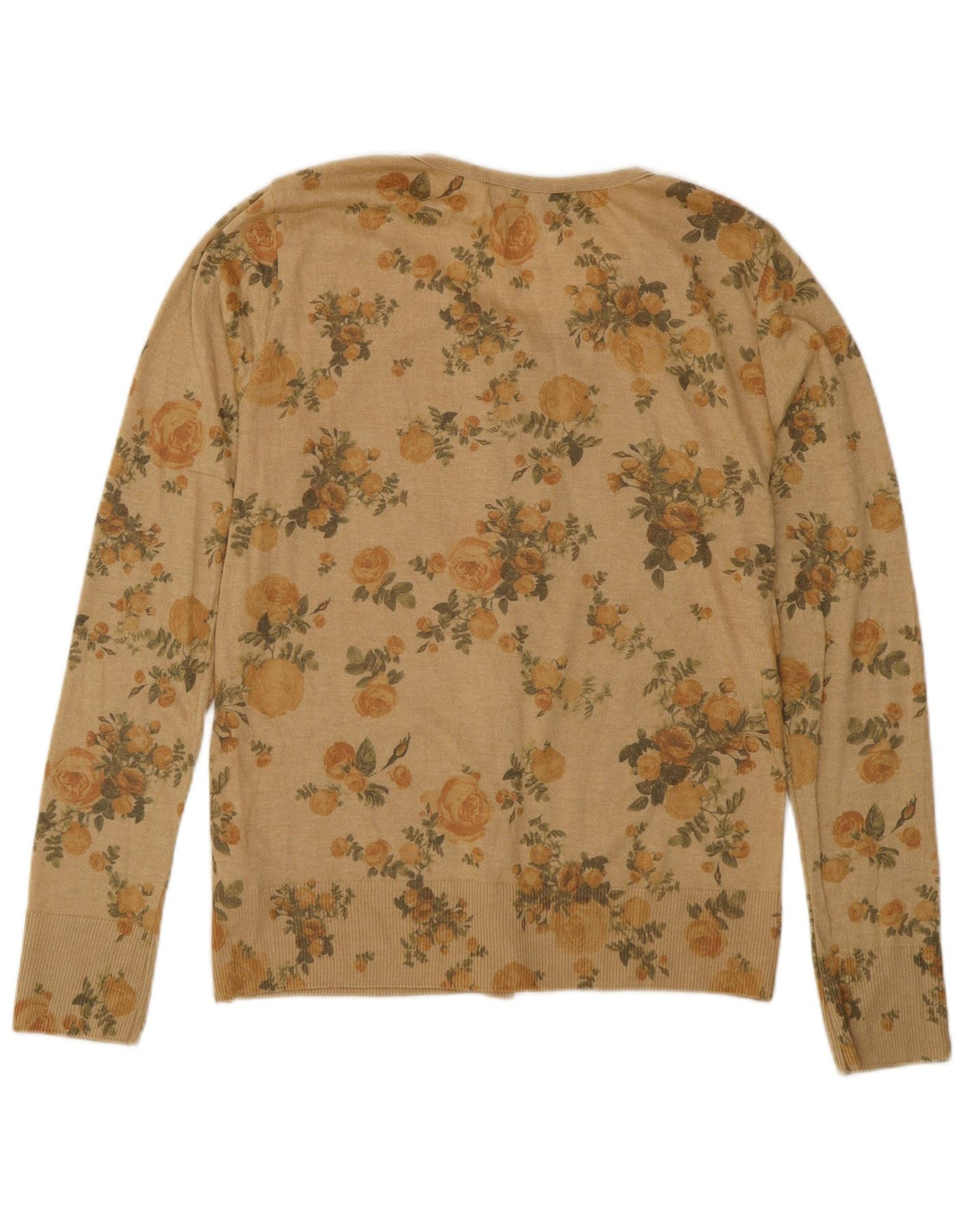 Pulover cardigan pentru femei Zara UK 14 mare, bej, floral, poliester