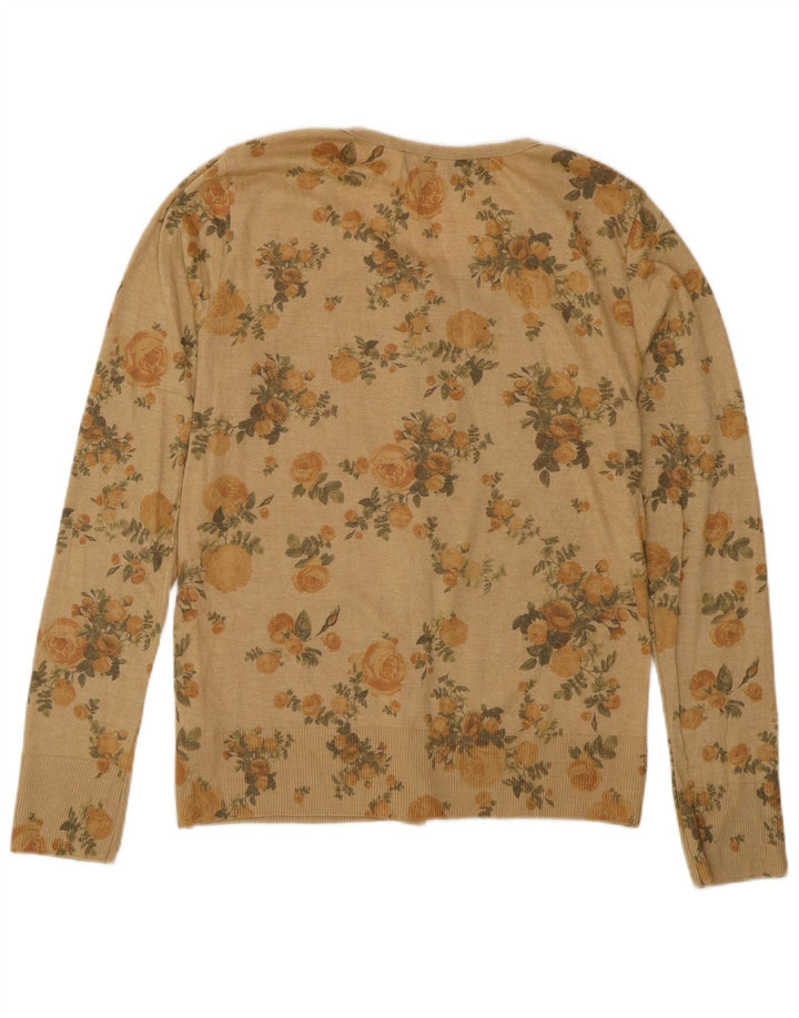 Pulover cardigan pentru femei Zara UK 14 mare, bej, floral, poliester