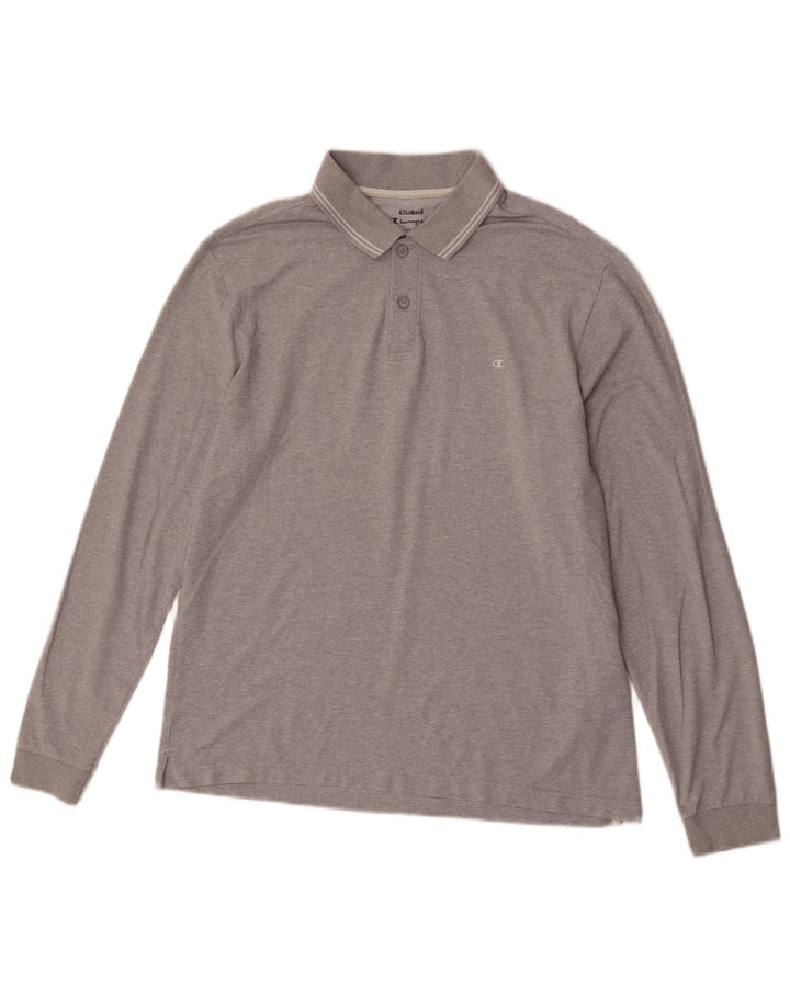 Tricou polo pentru bărbați Champion cu mânecă lungă, mare, gri, bumbac