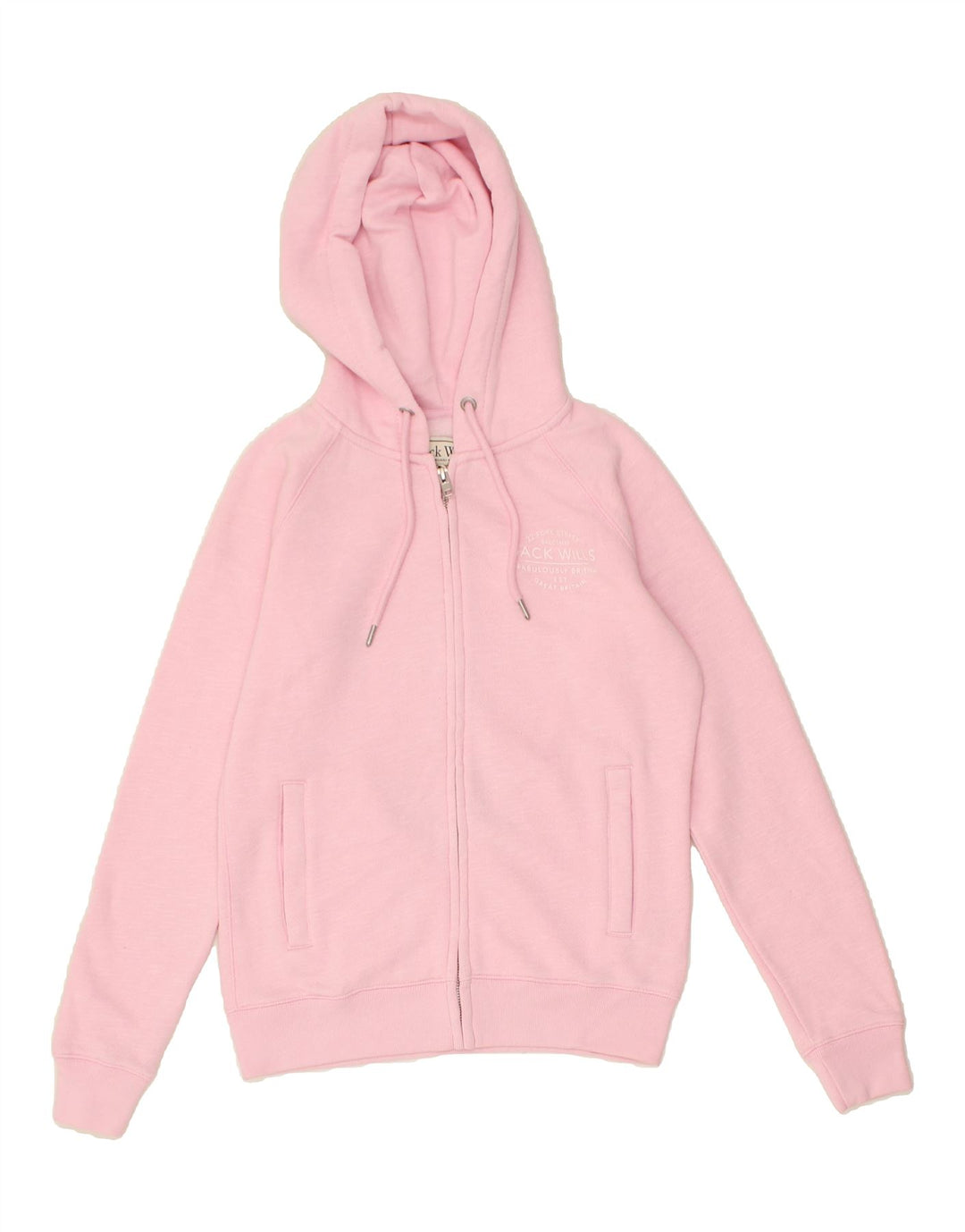 JACK WILLS Womens Zip Hoodie Sweater UK 10 Small Pink Polyester Vintage Jack Wills and Second-Hand Jack Wills from Messina Hembry 