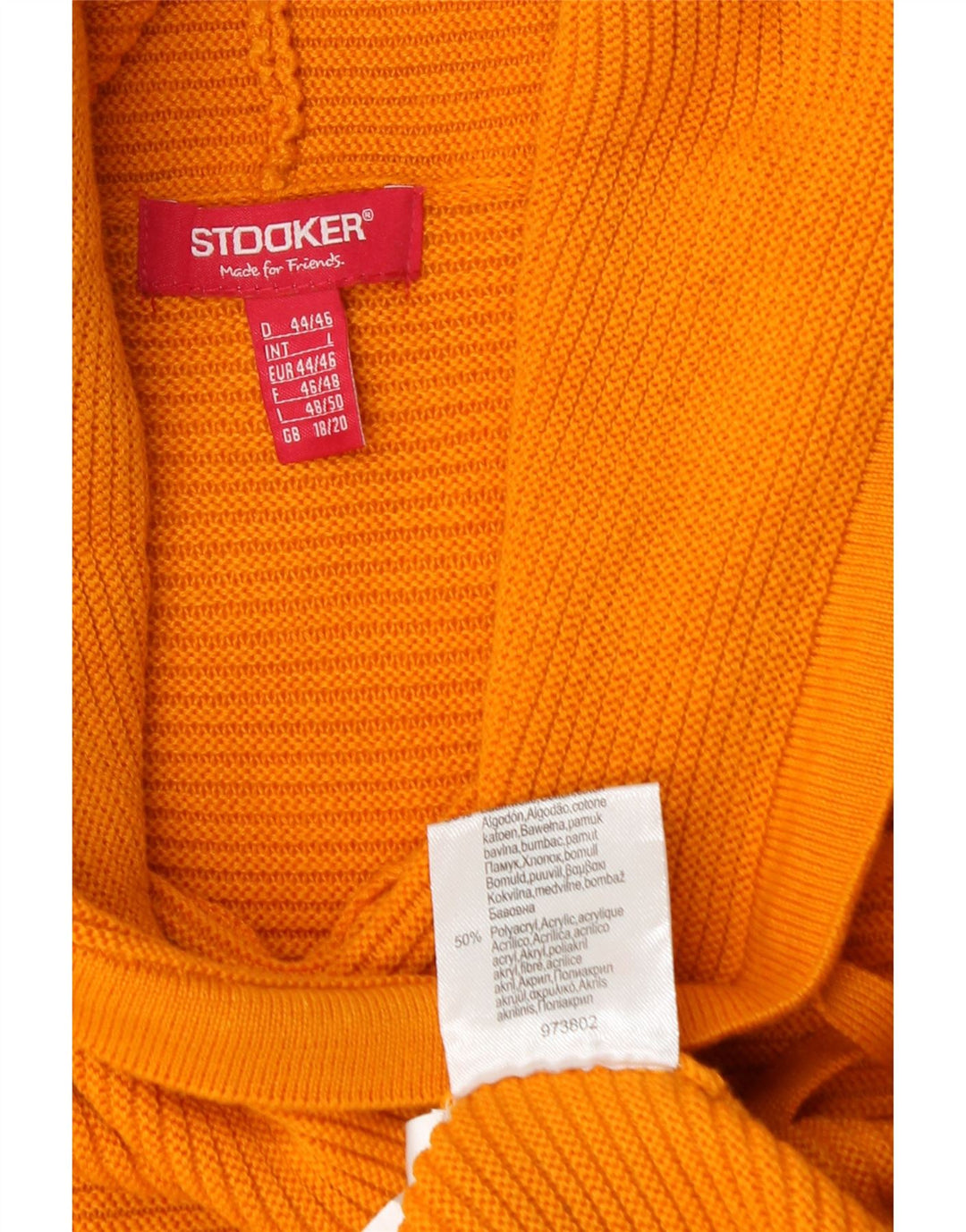 Pulover pentru femei Stooker cu gât rulat, UK 18/20 XL, bumbac portocaliu