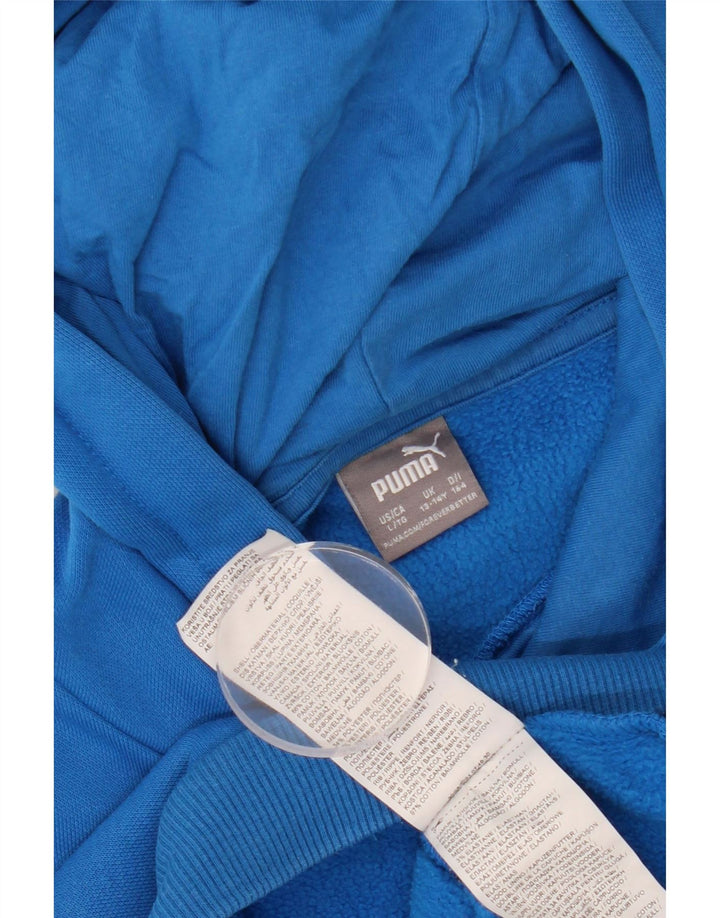 Pulover pentru fete PUMA Graphic Hoodie 13-14 ani, bumbac albastru