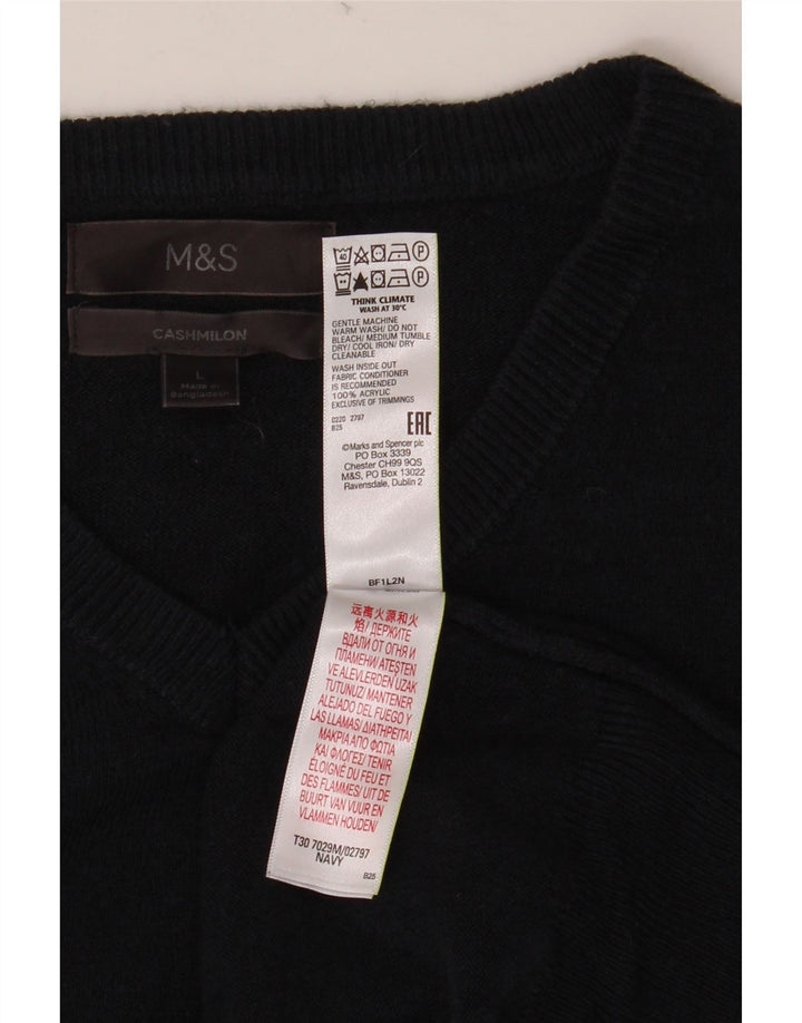 MARKS & SPENCER Pulover cu decolteu în V pentru bărbați, mare, albastru acrilic