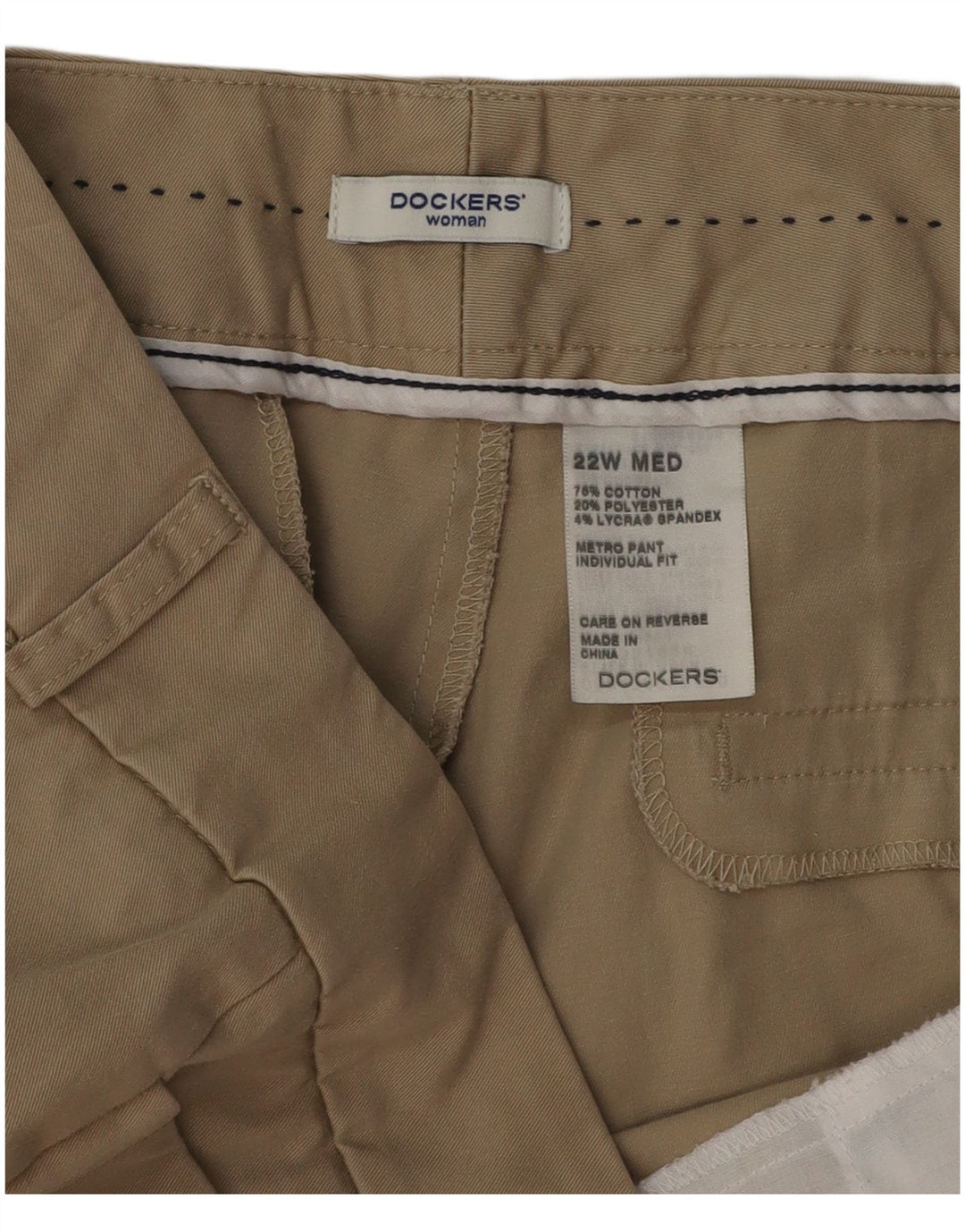 DOCKERS Pantaloni casual drepti pentru femei US 22 3XL W42 L30 bej bumbac