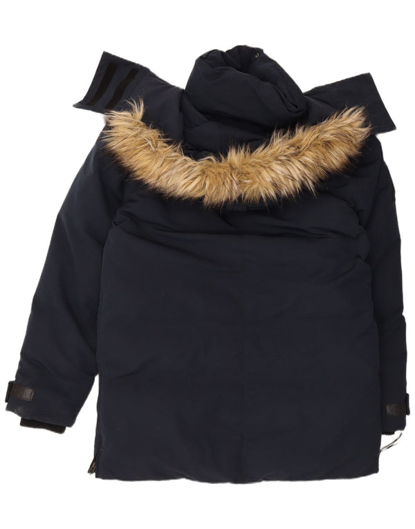 Palton căptușit cu glugă pentru bărbați Superdry UK 40 mare, albastru bleumarin, poliester