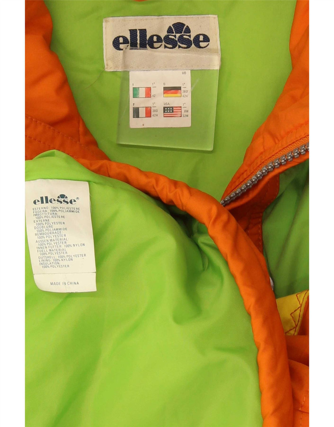 Jachetă de schi supradimensionată cu glugă pentru femei Ellesse IT 42 Medium Orange Colorblock