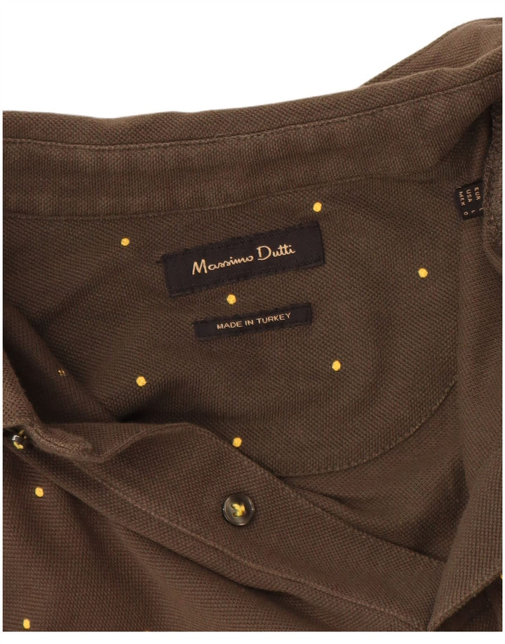 Cămașă polo Massimo Dutti pentru bărbați, mare kaki cu pete