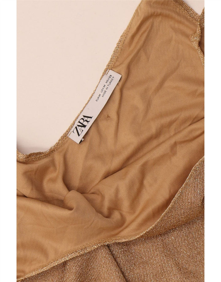 Rochie pentru femei Zara UK 12 Medium Gold Poliester