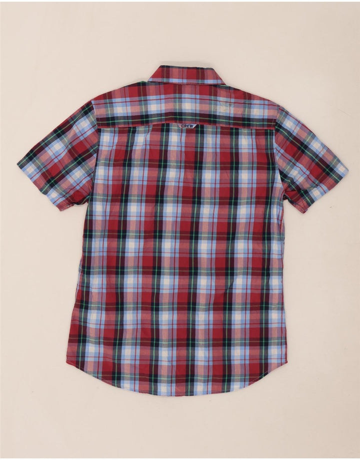 CREW CLOTHING Cămașă cu mânecă scurtă pentru bărbați, bumbac cu carouri albastru mediu