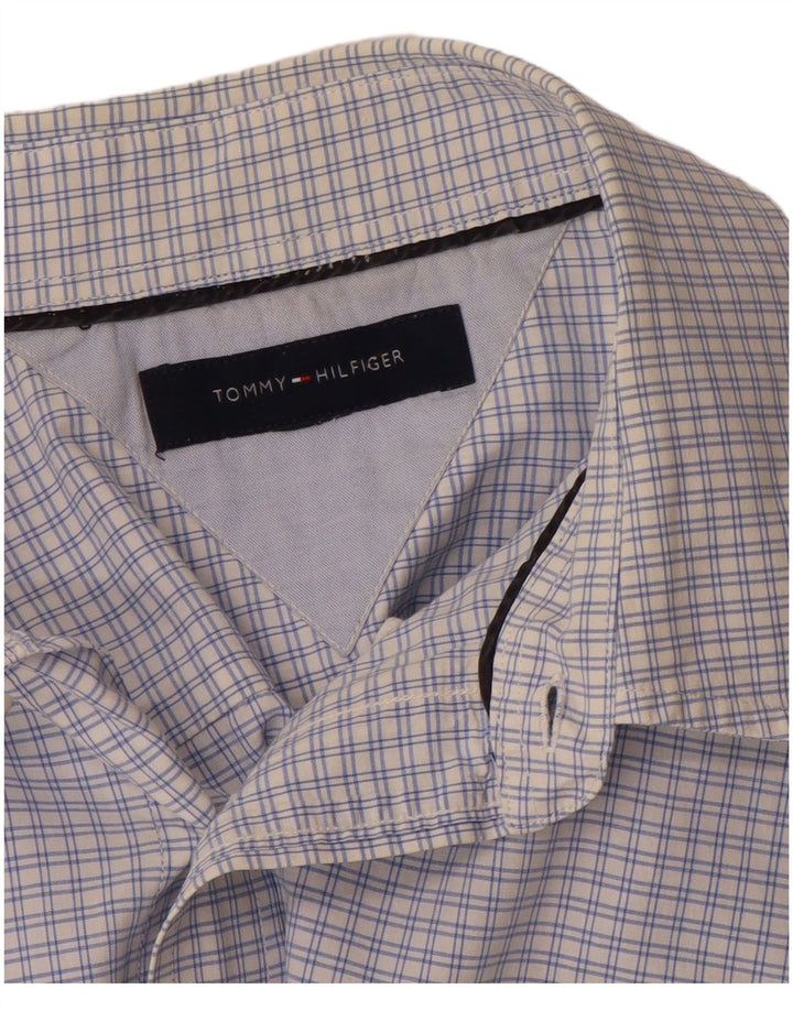 TOMMY HILFIGER Mens Short Sleeve Shirt Large Blue Check