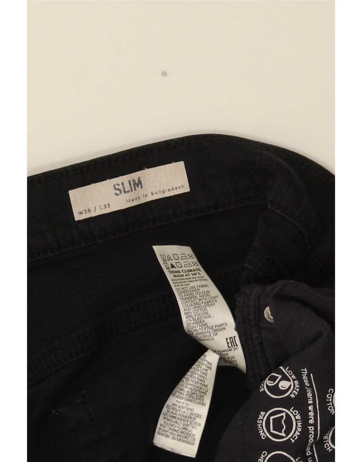 Blugi slim pentru bărbați Marks & Spencer W36 L33 bumbac negru