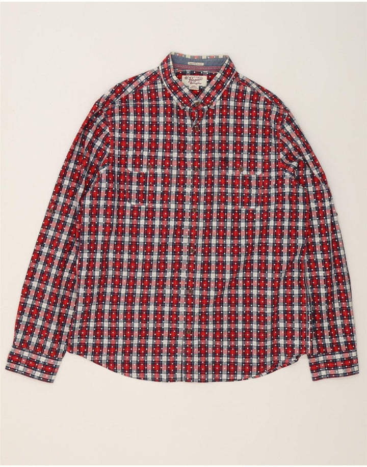 Cămașă pentru bărbați Penguin Heritage Slim Fit 2XL, bumbac roșu cu carouri