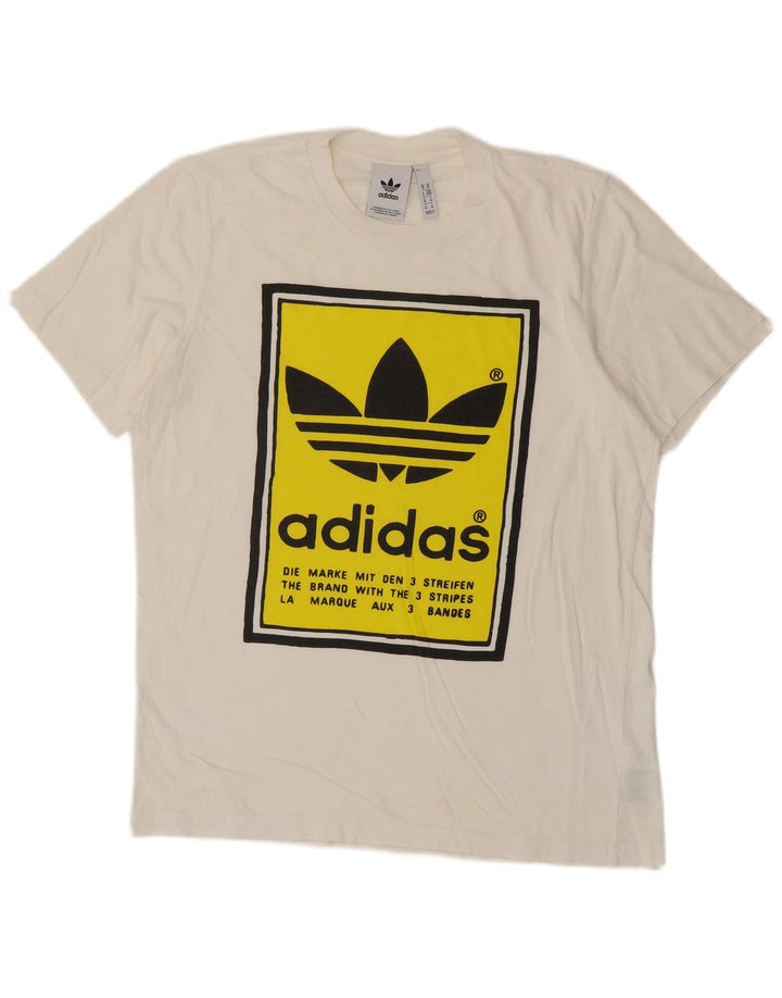 Tricou grafic ADIDAS pentru bărbați Top mediu din bumbac alb