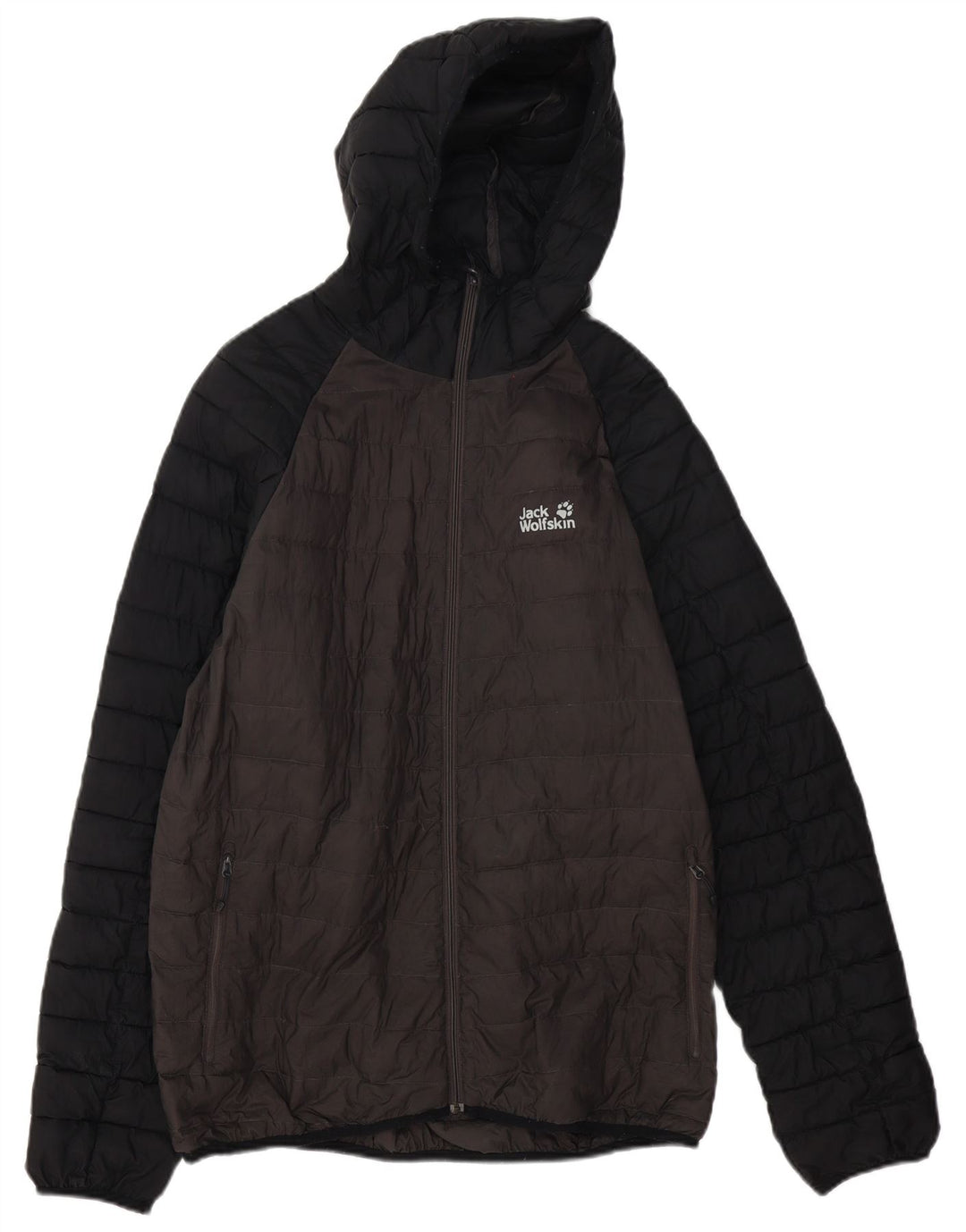 Jack Wolfskin Jachetă căptușită cu glugă pentru bărbați UK 40, mare, gri Colorblock