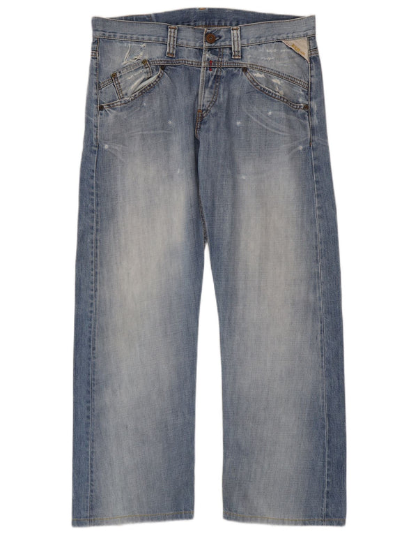 Replay Blugi Distressed Straight pentru bărbați W34 L30 Bumbac albastru