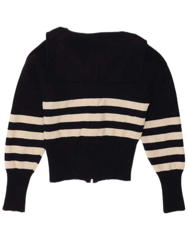 Pulover cardigan pentru femei Zara mic, bleumarin, în dungi, viscoză