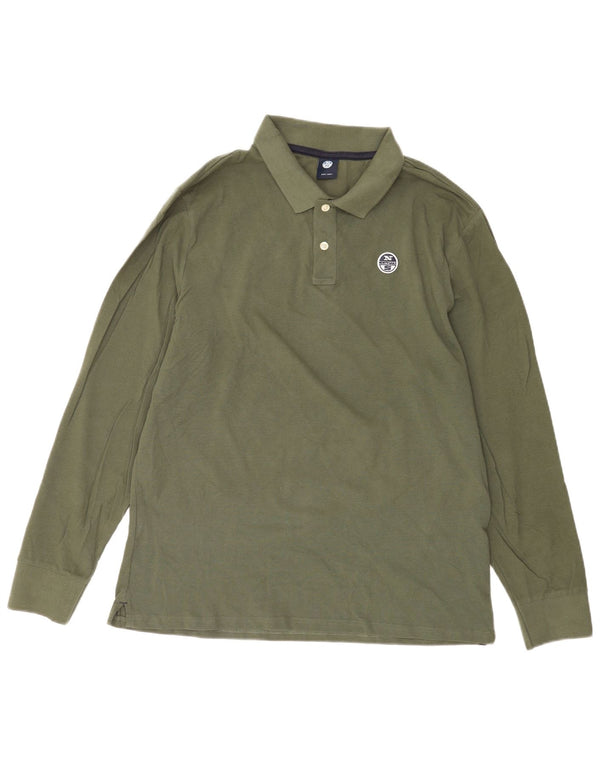 Cămașă polo cu mânecă lungă North Sails pentru bărbați, bumbac verde XL