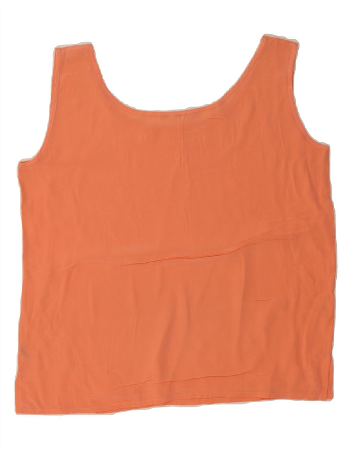 VINTAGE Womens Sleeveless Blouse Top UK 14 Medium Orange Silk Vintage Vintage and Second-Hand Vintage from Messina Hembry 