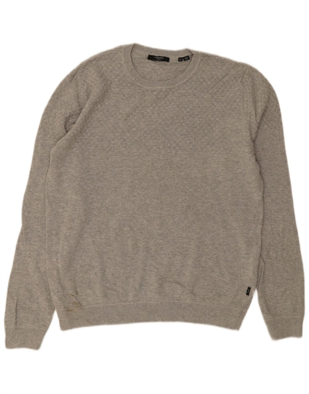 Pulover Jack & Jones pentru bărbați cu gât roșu, bumbac mare, gri