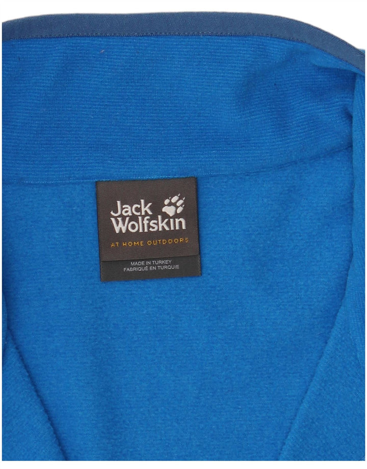 Pulover Jack Wolfskin pentru bărbați, cu fermoar și gât, poliester albastru