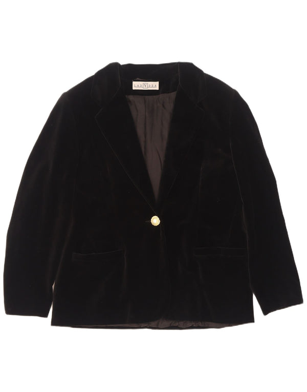 Jachetă vintage pentru femei din catifea cu 1 nasture IT 50 XL bumbac negru