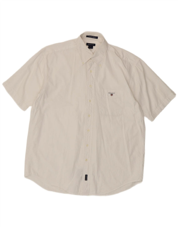 Cămașă Gant pentru bărbați, cu mânecă scurtă, cu ajustare normală, mare, albă, din bumbac