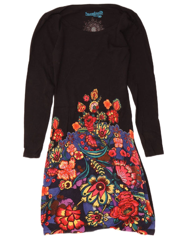 Rochie cu mânecă lungă Desigual pentru femei UK 12 Medium Black Floral