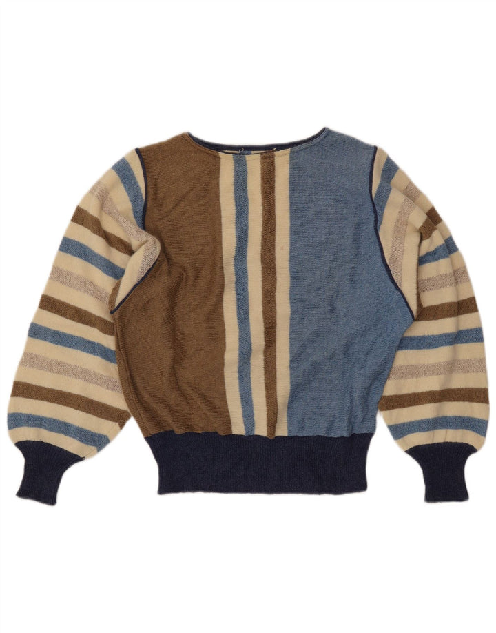 Pulover VINTAGE pentru femei cu gât de barcă UK 12 Medium, multicolore, cu dungi