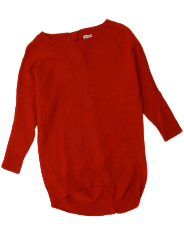 JIGSAW Pulover pentru femei cu mâneci 3/4 cu gât de barcă UK 6 XS Lână de miel roșie