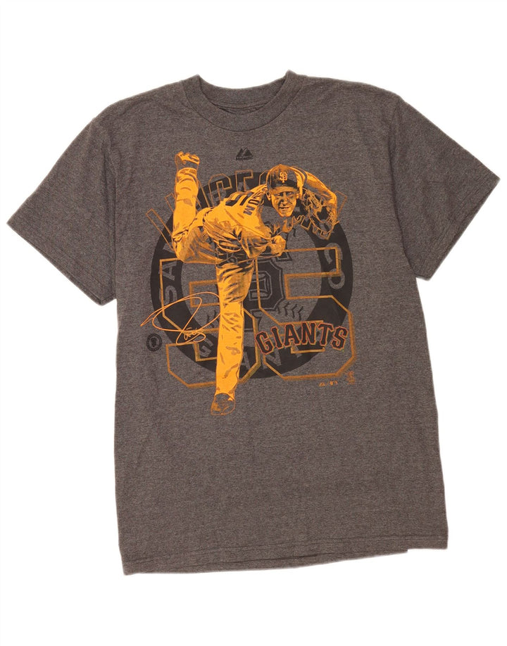 Tricou grafic Majestic Giants pentru bărbați Top din bumbac gri mediu
