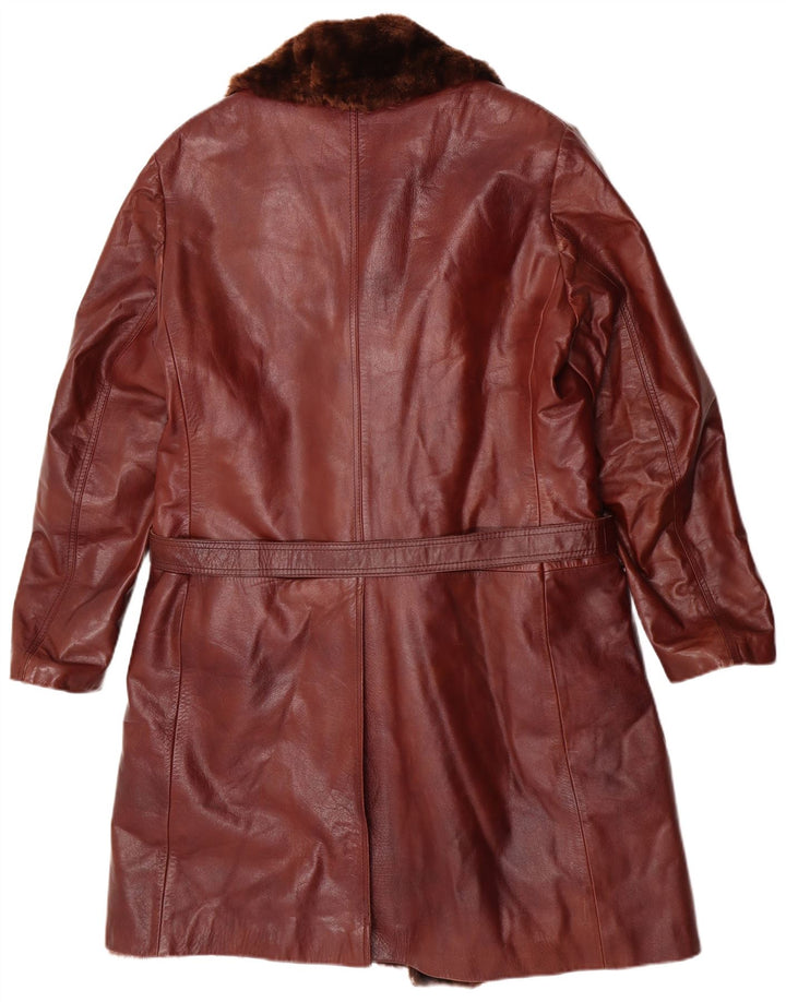 Palton din piele de shearling vintage pentru bărbați UK 38 din piele maro medie