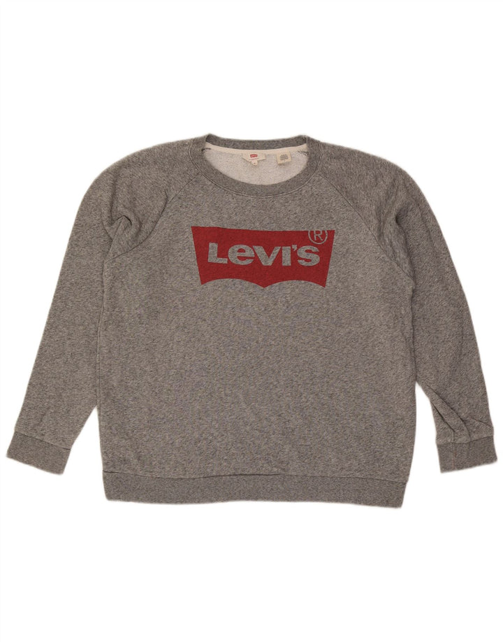 Pulover cu grafică Levi's pentru bărbați, bumbac cu pete, gri mediu
