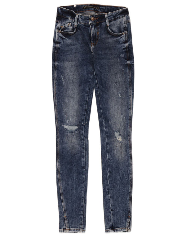 Zara femei Trafaluc blugi skinny distressed EU 32 2XS W22 L30 Albastru