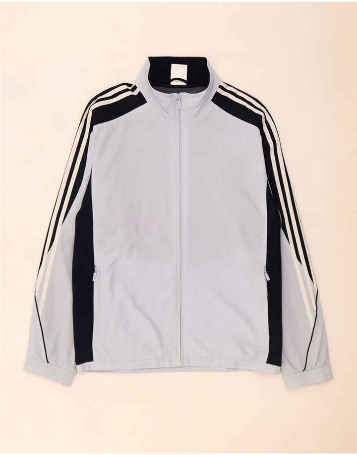 Jachetă de trening pentru bărbați Adidas, albastru mediu, poliester bloc de culoare