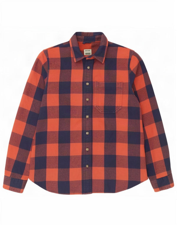 Cămașă de flanel supradimensionată pentru femei L.L.Bean UK 6 XS bumbac vichy portocaliu