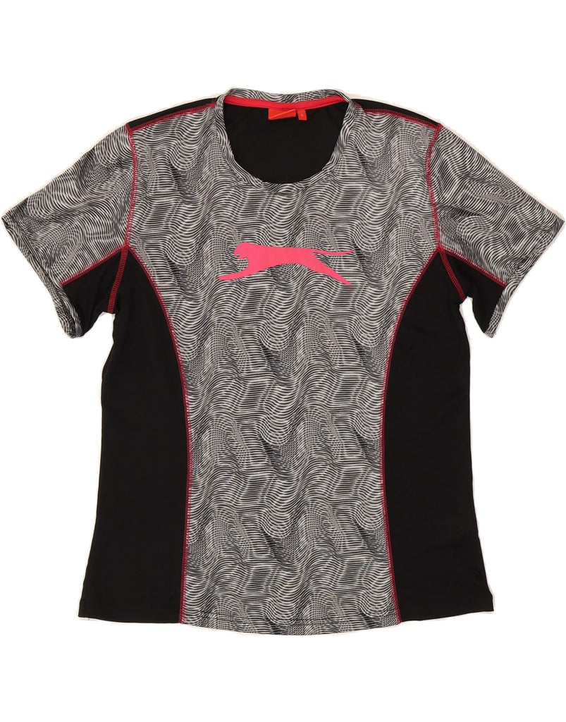 SLAZENGER Womens Graphic T-Shirt Top UK 16 Large Black Colourblock Vintage Slazenger and Second-Hand Slazenger from Messina Hembry 
