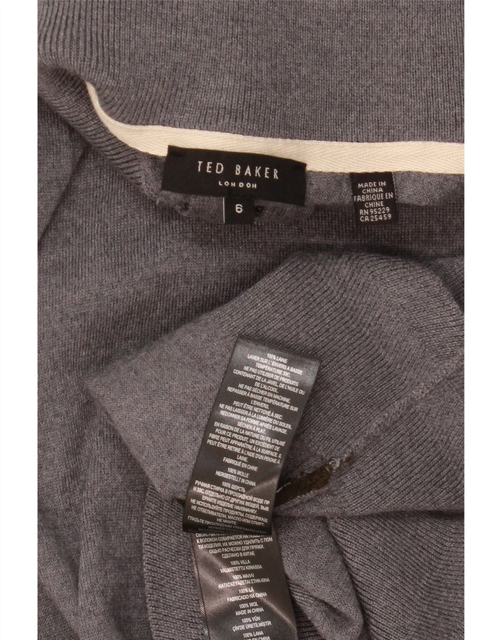 Pulover pentru bărbați TED BAKER, cu fermoar, cu gât, mărime 6 2XL, lână gri
