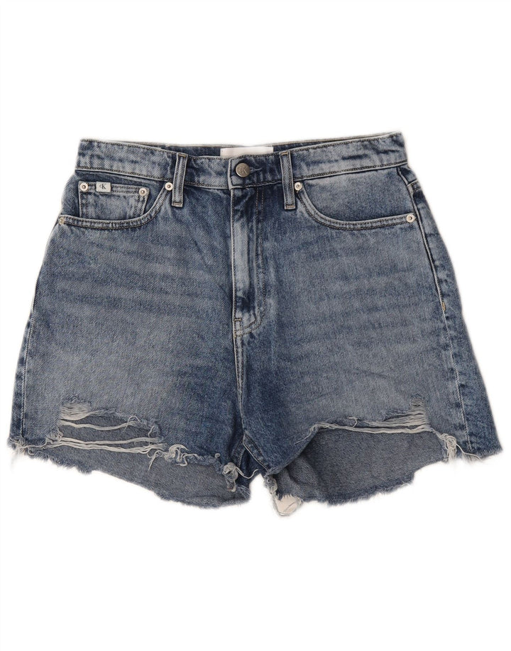 Pantaloni caldi Calvin Klein Denim Distressed Hot Pants W28 Bumbac albastru mediu