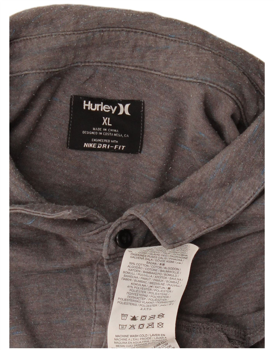 HURLEY Tricou polo pentru bărbați Dri Fit XL bumbac gri