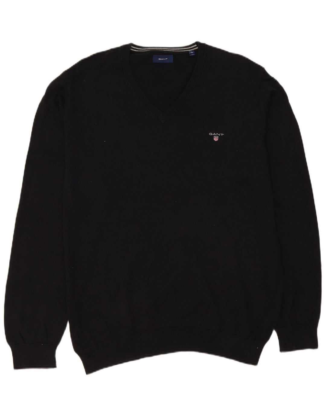 Pulover cu decolteu în V Gant pentru bărbați, bumbac negru 2XL