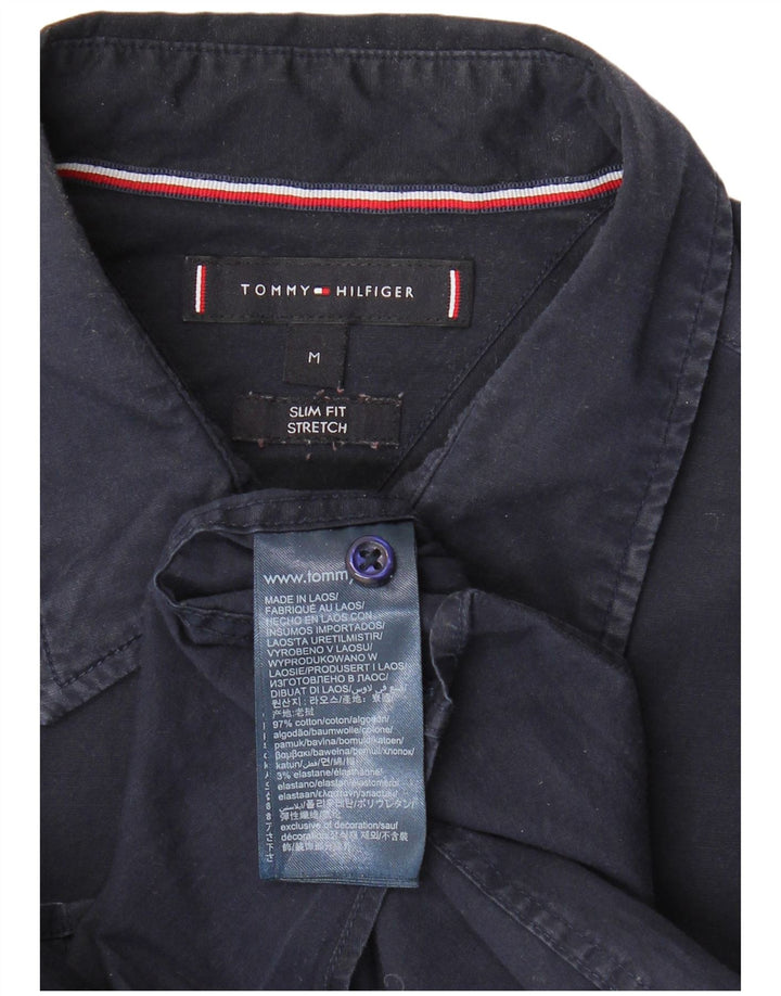 Cămașă cu mânecă scurtă TOMMY HILFIGER pentru bărbați, bumbac mediu albastru bleumarin