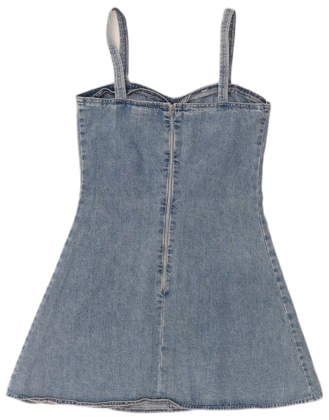 Mini rochie din denim vintage pentru femei, fără mâneci, UK 12, bumbac albastru mediu