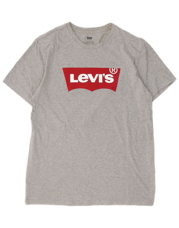 Tricou cu grafic Levi's pentru bărbați Top din bumbac cu pete gri mediu