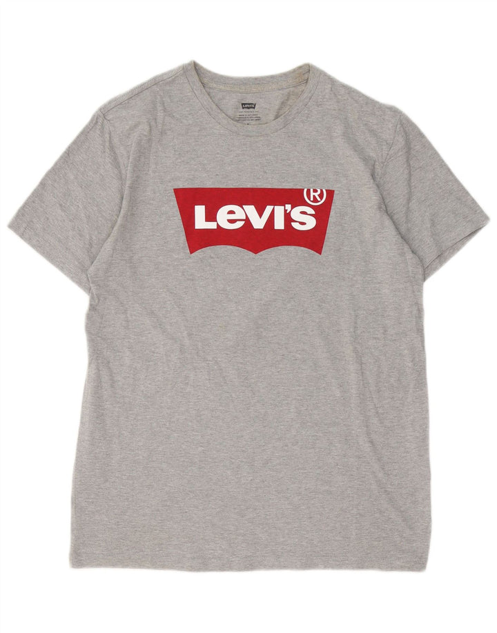 Tricou cu grafic Levi's pentru bărbați Top din bumbac cu pete gri mediu