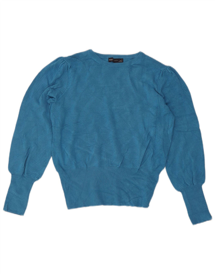 Pulover pentru femei Marks & Spencer cu decolteu triplu UK 14 Medium Blue Geometric