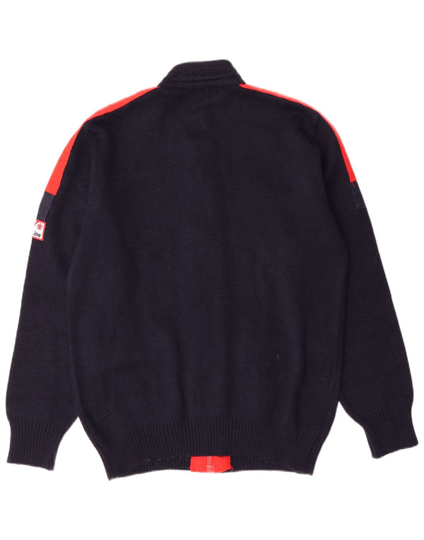 Pulover Cardigan Vintage pentru bărbați IT 50 Medium Bleumarin Lână color bloc