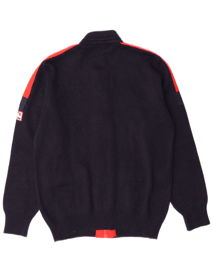 Pulover Cardigan Vintage pentru bărbați IT 50 Medium Bleumarin Lână color bloc