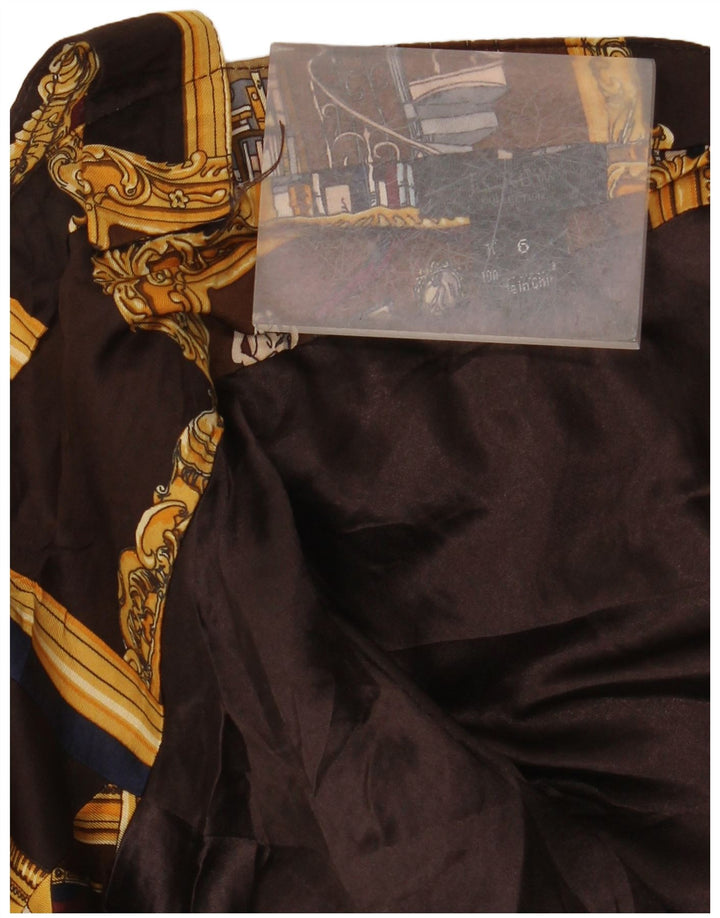 J. Crew Rochie Halter pentru femei cu model abstract US 6 Medium Brown Silk