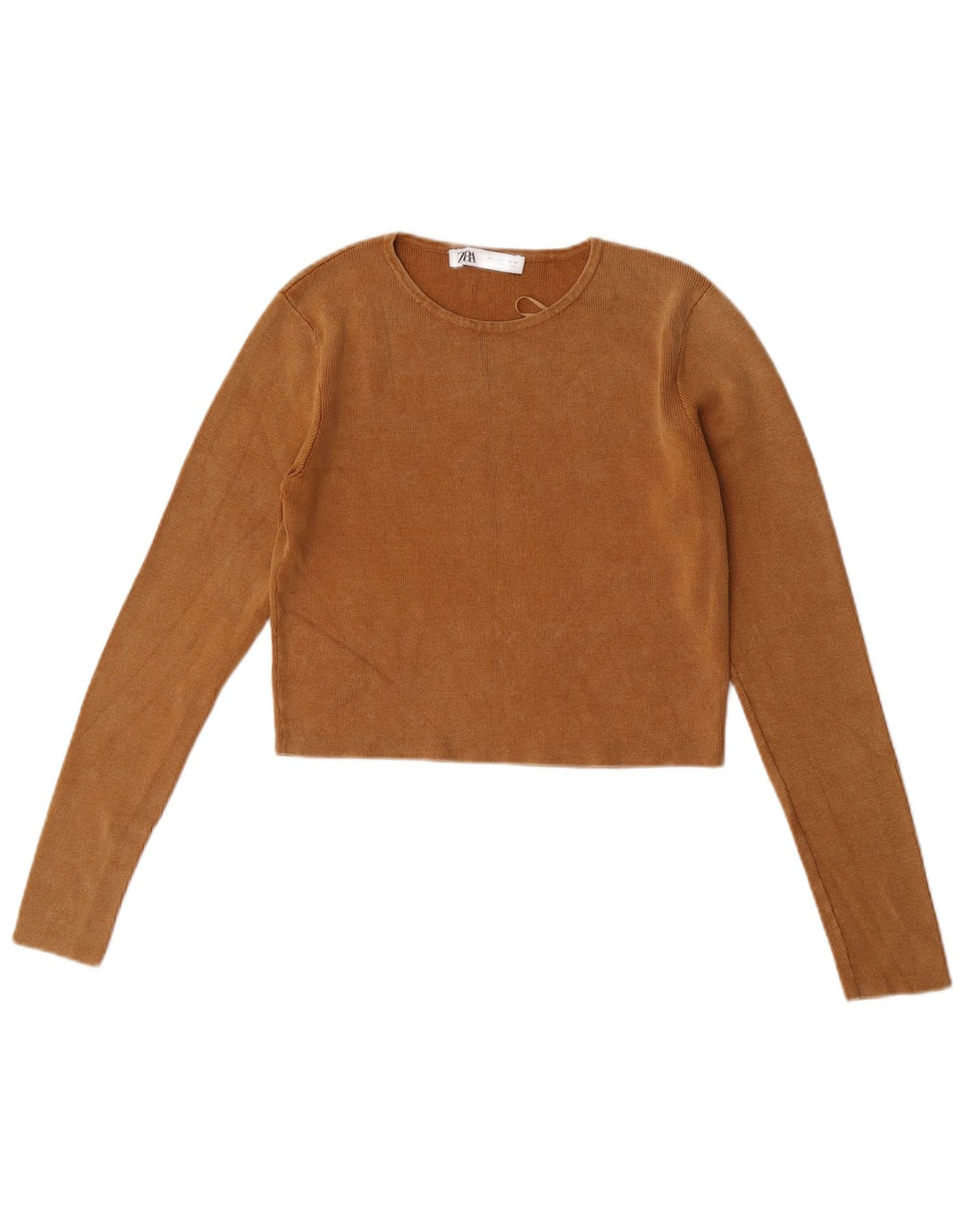 Crop Top pentru femei Zara cu mânecă lungă UK 14 mare bej