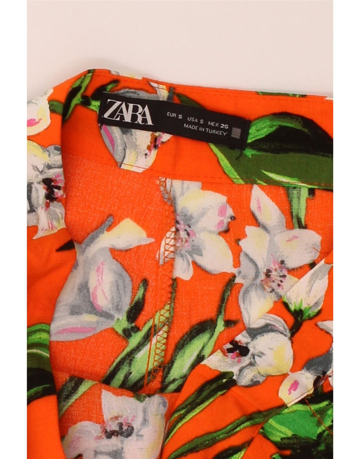 ZARA Womens Skort UK 8 Small  Orange Floral Vintage Zara and Second-Hand Zara from Messina Hembry 